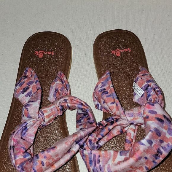 Sanuk Women's Yoga Sling Ella Spriced Coral Rain Flip Flop Size 8 - Picture 6 of 9